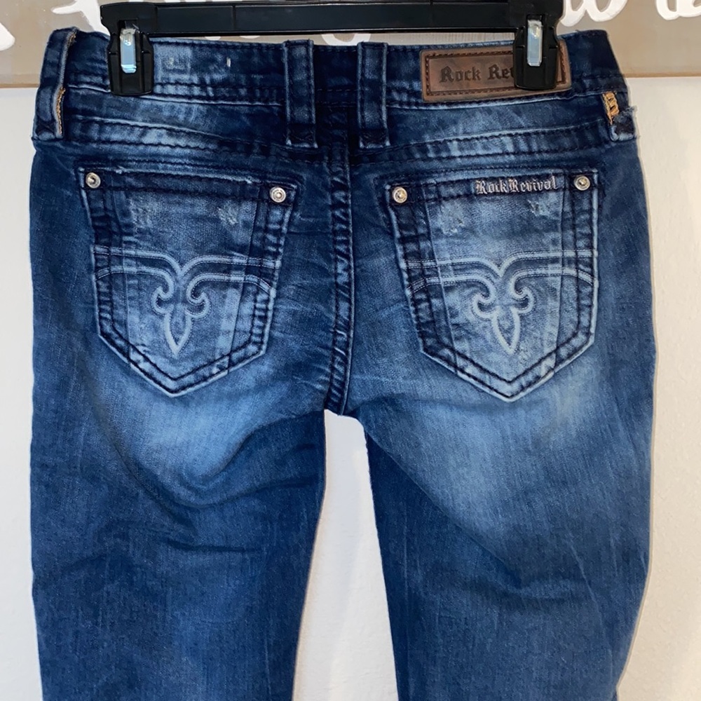 Rock Revival Low Rise Jeans Black Stitching